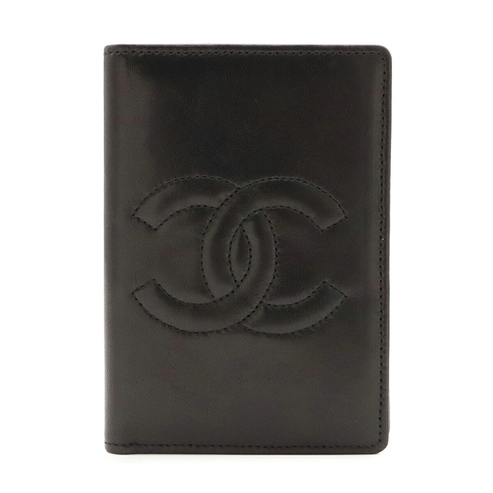 CHANEL Coco Mark Business Card Holder/Card Case, Lambskin Leather, Black
